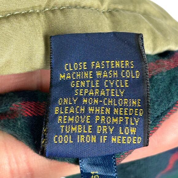 Polo By Ralph Lauren Green Flannel Lined Collared Long Sleeve Full Zip Jacket L - Picture 3 of 7